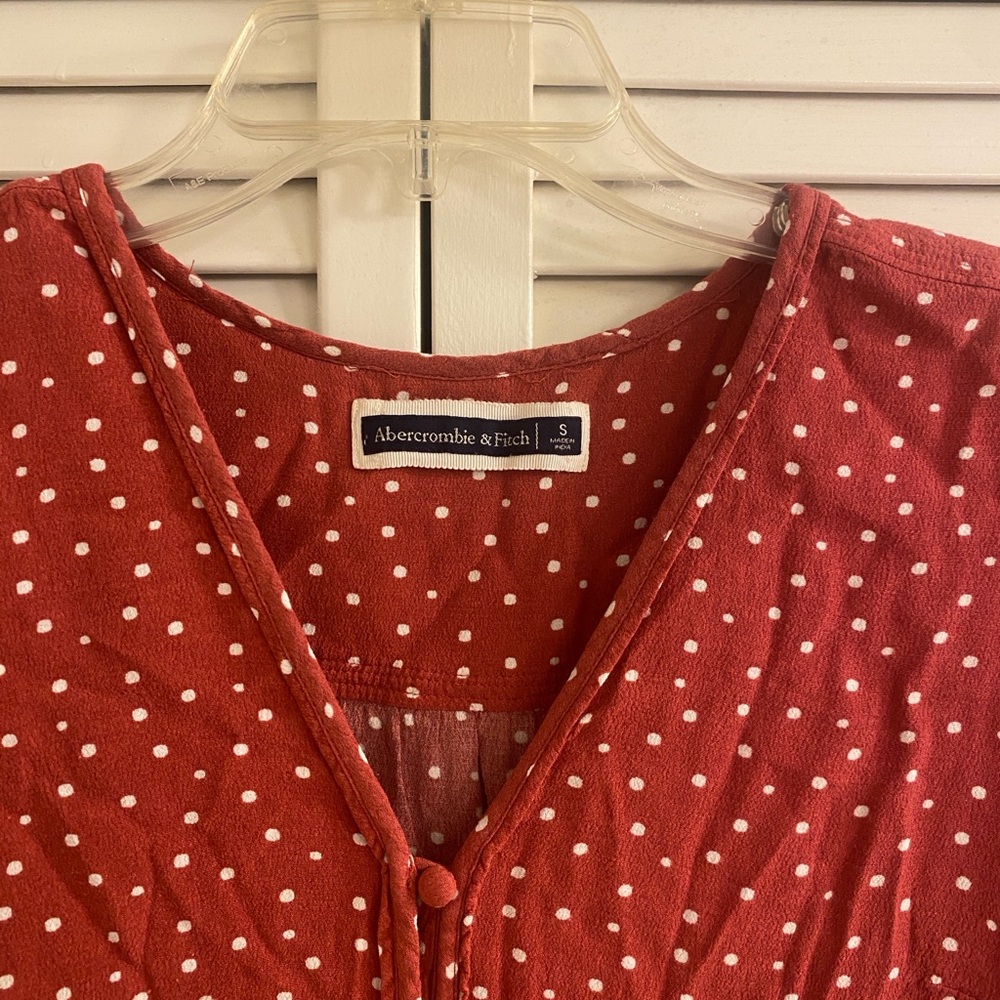 Abercrombie & Fitch Red and White Polka Dot Blouse